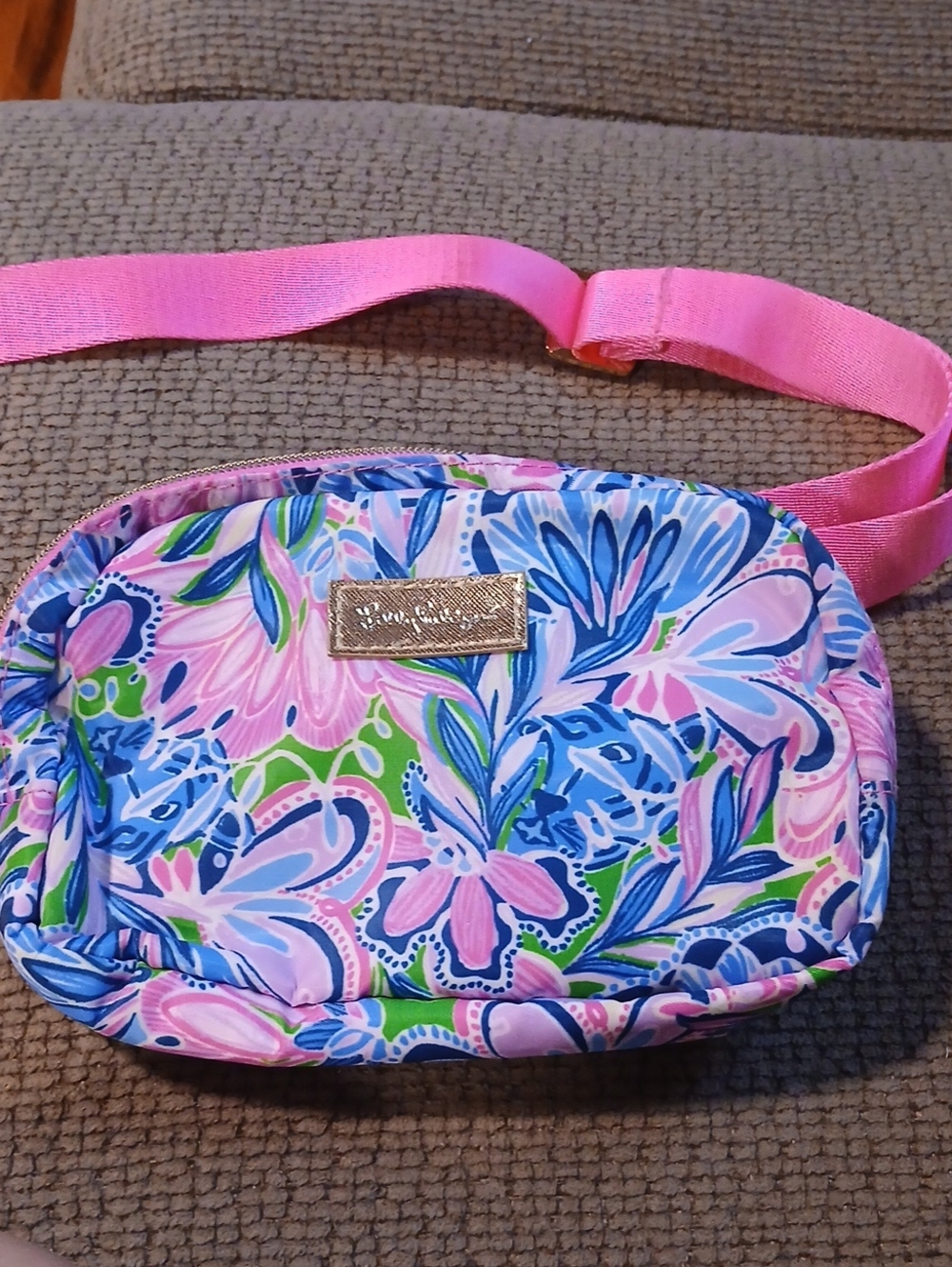 Lilly Pulitzer Pink Blue Green Floral Belt Bag